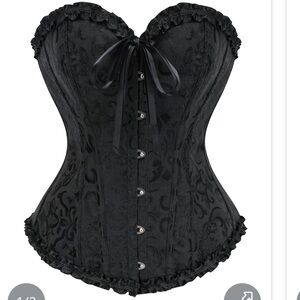 Elegant Black Lace Corset costume cosplay party lingerie regency gothic retro